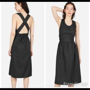 Everlane criss cross back dress black. Pockets.